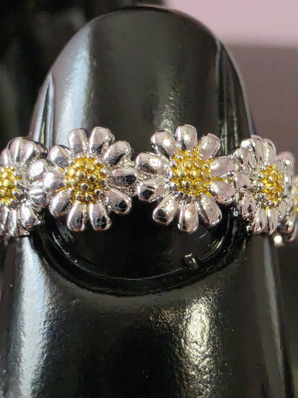Daisy Floral Band Ring in Silver and Gold Tone - Women Jewelry